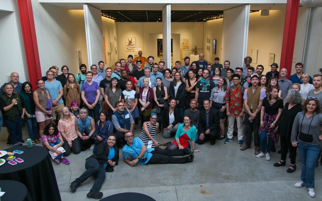 Graduate students, Faculty, and Staff attend the Art Department new graduate orientation event at the Art Lofts at the University of Wisconsin-Madison.