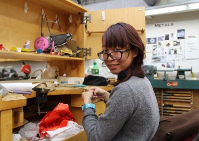 A student works on a project in the Metals class at the George Mosse Building at the University of Wisconsin-Madison.