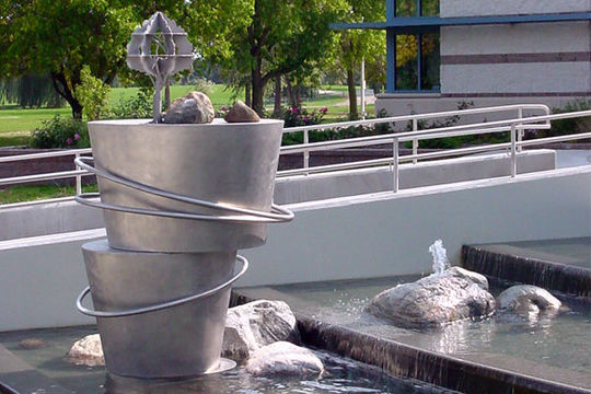 Sculpture artist Gail Simpson created this piece, "Through Veins," at the Madison Water Utility Building.