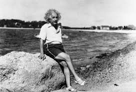 Photo of Albert Einstein on the Beach, 1945