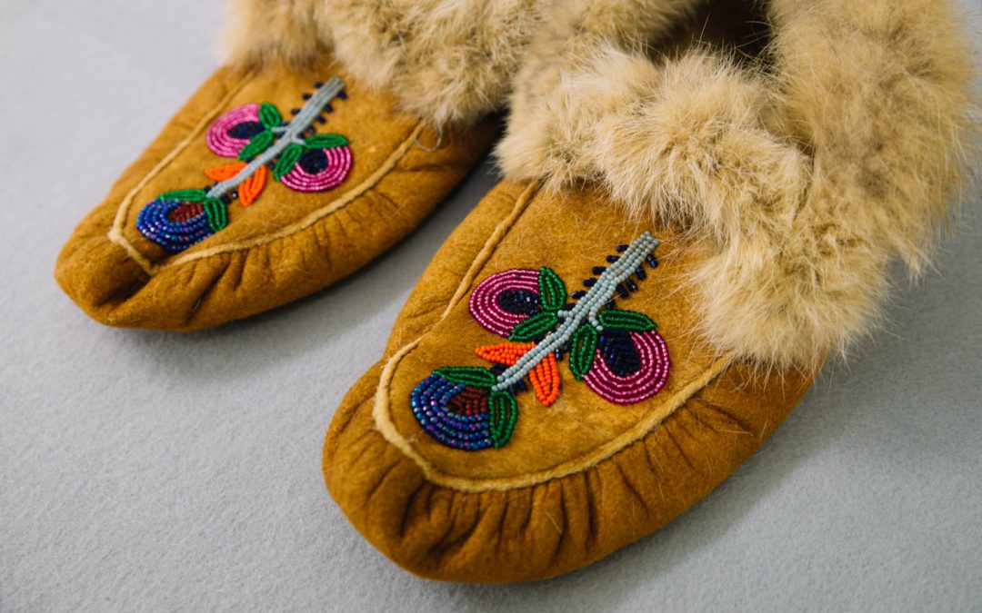 Banner image of Native American beadwork moccasins.