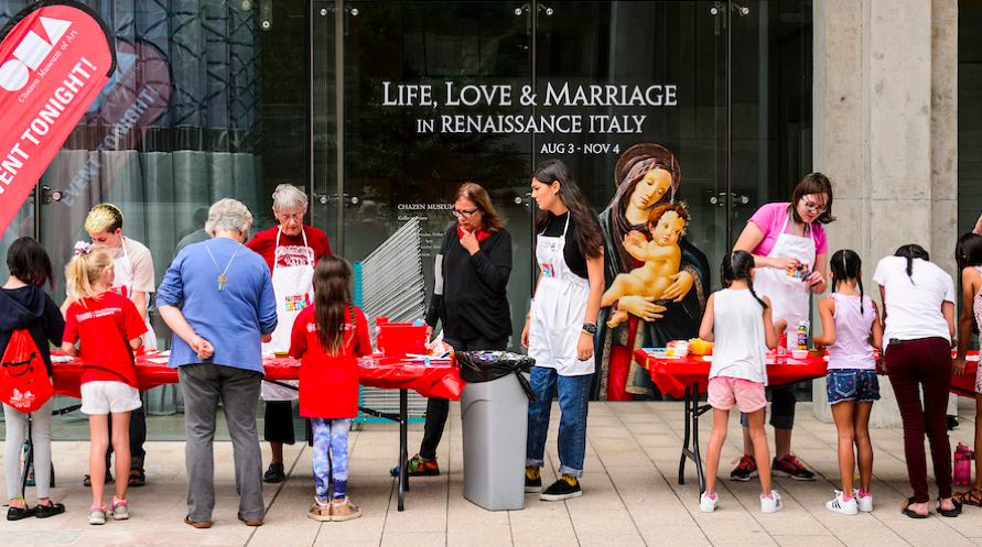 Visitors attend an art event at the Chazen Museum of Art.