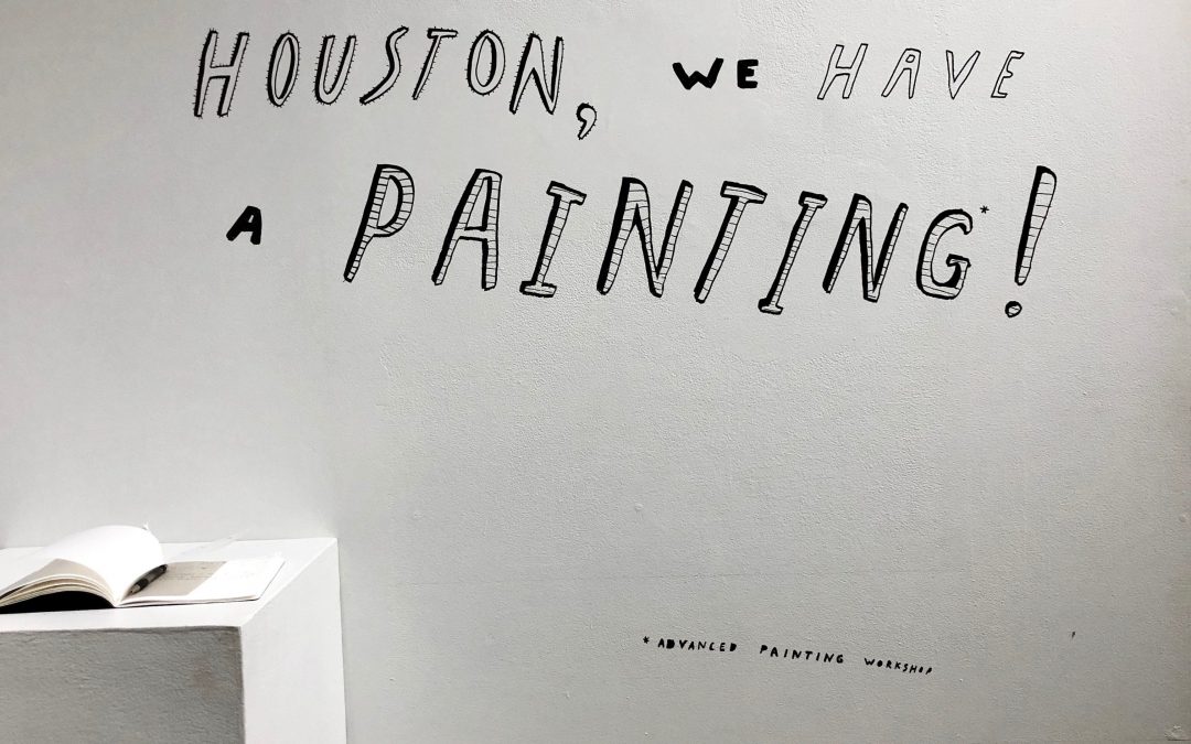 Installation view of the Advanced Painting Workshop exhibition Houston, We have a Painting! at the Art Lofts Gallery, University of Wisconsin-Madison.