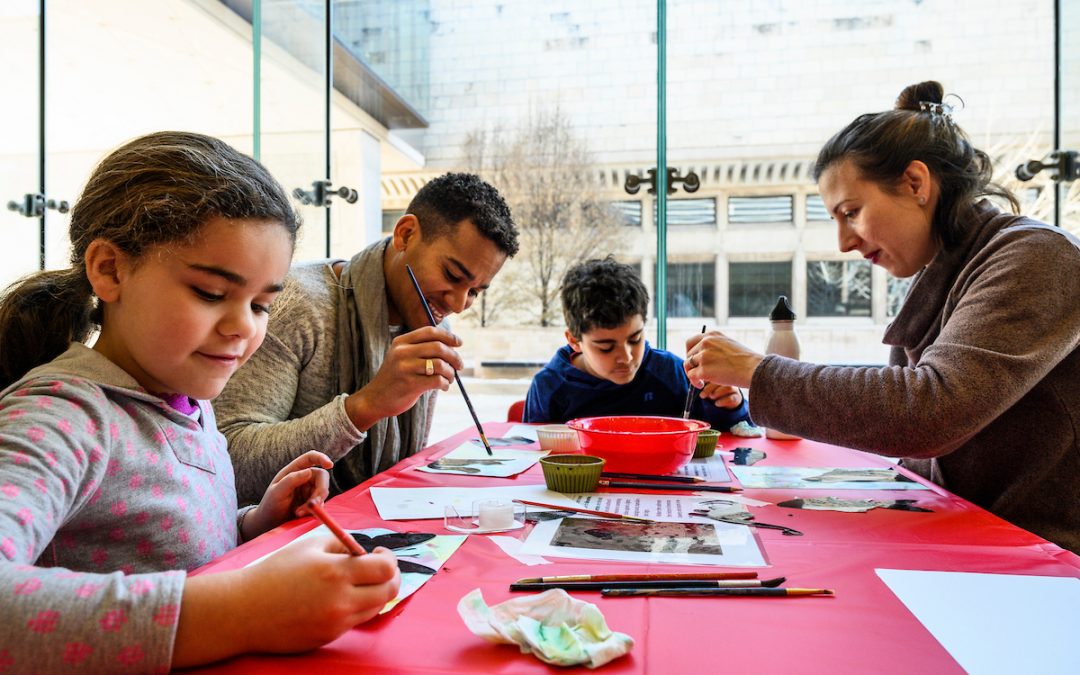 ArtSpin outreach event in the lobby of the Chazen Museum of Art at the University of Wisconsin-Madison